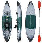 Sit-on-Top Fishing Kayak with Aluminum Paddle, 4 Fishing Rod Holders & Padded Seat, 9.7FT 1-Person Recreational Touring Kayak for Lake, River, Ocean