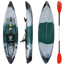 Sit-on-Top Fishing Kayak with Aluminum Paddle, 4 Fishing Rod Holders & Padded Seat, 9.7FT 1-Person Recreational Touring Kayak for Lake, River, Ocean