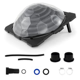 Solar Dome Pool Heater for Inground & Above Ground Swimming Pool with Transparent Cover, Black Heating Coil, Rotatable Hose Connectors, Foldable Legs