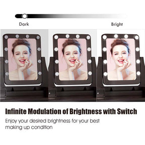 5-Drawer Vanity Table Set with 10 LED Dimmable Bulbs, Bedroom Makeup Dressing Table with Cushioned Stool