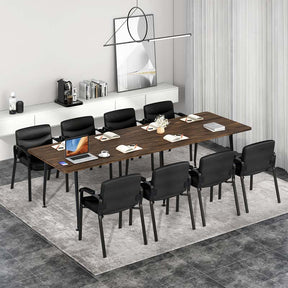 Set of 2 Office Guest with PU Leather Upholstered Seat, Modern Reception Chairs Conference Chairs No Wheels for Waiting & Meeting Rooms