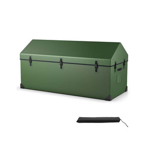 174 Gallon All Weather Outdoor Storage Box Patio Tarpaulin Deck Box with Ventilated Window, Adjustable Snap