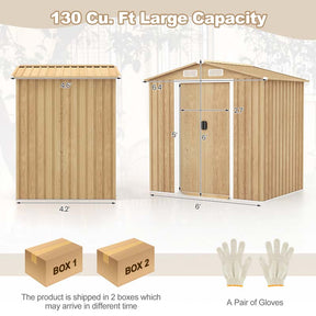 8' x 6' Woodgrain Metal Storage Shed Outdoor Waterproof Garden Shed Tool House Organizer w/Base Floor, 4 Vents, Lockable Doors