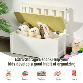 2 in 1 Kids Table and Chair Set, Wooden Children Activity Table with Toy Storage Bench & 2 Chairs for Arts, Crafts, Snack Time, Playroom