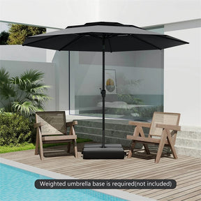 10FT 3 Tier Patio Market Umbrella with Crank & Easy Tilt, Double Vented Outdoor Table Umbrella for Backyard, Poolside, Deck,