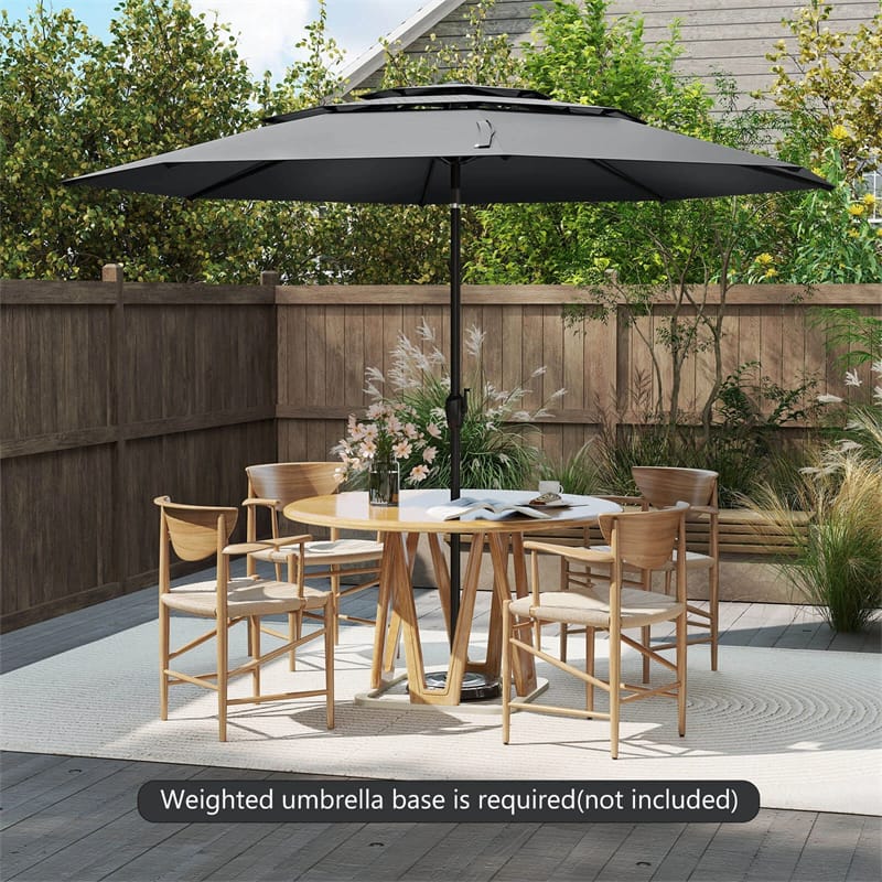 10FT 3 Tier Patio Market Umbrella with Crank & Easy Tilt, Double Vented Outdoor Table Umbrella for Backyard, Poolside, Deck,