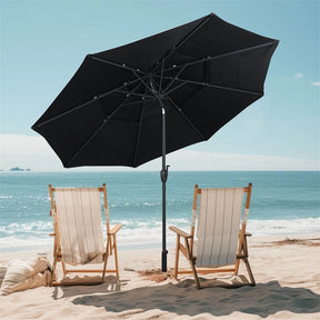 10FT 3 Tier Patio Market Umbrella with Crank & Easy Tilt, Double Vented Outdoor Table Umbrella for Backyard, Poolside, Deck,
