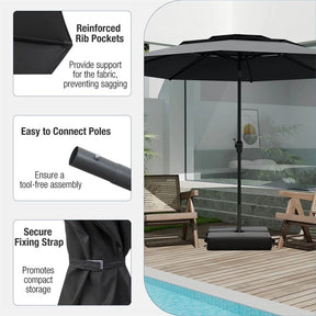10FT 3 Tier Patio Market Umbrella with Crank & Easy Tilt, Double Vented Outdoor Table Umbrella for Backyard, Poolside, Deck,