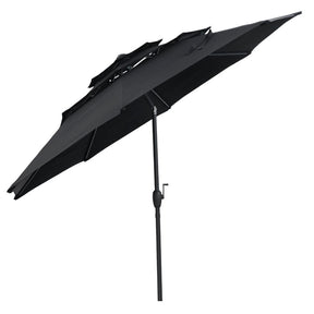 10FT 3 Tier Patio Market Umbrella with Crank & Easy Tilt, Double Vented Outdoor Table Umbrella for Backyard, Poolside, Deck,