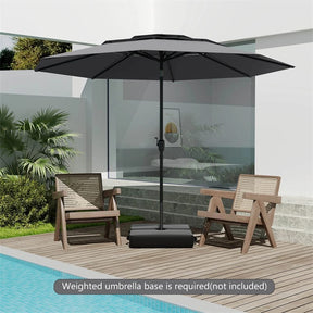 10FT 3 Tier Patio Market Umbrella with Crank & Easy Tilt, Double Vented Outdoor Table Umbrella for Backyard, Poolside, Deck,