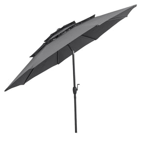 10FT 3 Tier Patio Market Umbrella with Crank & Easy Tilt, Double Vented Outdoor Table Umbrella for Backyard, Poolside, Deck,