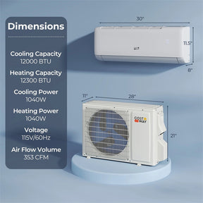 12000 BTU WiFi Mini Split Air Conditioner with Heat Pump, 22 SEER2 115V Inverter, Smart Alexa/Google Voice Control for 750 Sq.Ft Rooms