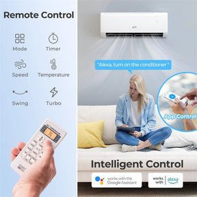 12000 BTU WiFi Mini Split Air Conditioner with Heat Pump, 22 SEER2 115V Inverter, Smart Alexa/Google Voice Control for 750 Sq.Ft Rooms