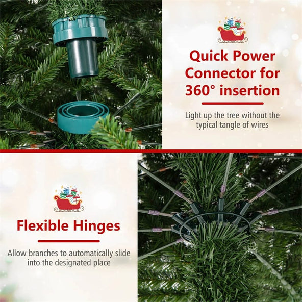 12 FT Pre-Lit Artificial Christmas Tree with Quick Power Connector, 1030 Warm White LED Lights, 2536 Tips & Hinged for Indoor Outdoor Decoration