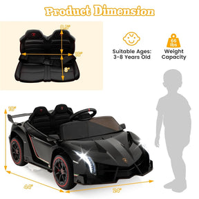 12V Licensed Lamborghini 4WD Kids Ride On Sports Car, Electric Vehicle with Remote Control, 3 Speeds, Hydraulic Doors, LED Lights & Music