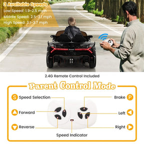 12V Licensed Lamborghini 4WD Kids Ride On Sports Car, Electric Vehicle with Remote Control, 3 Speeds, Hydraulic Doors, LED Lights & Music