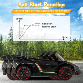 12V Licensed Lamborghini 4WD Kids Ride On Sports Car, Electric Vehicle with Remote Control, 3 Speeds, Hydraulic Doors, LED Lights & Music