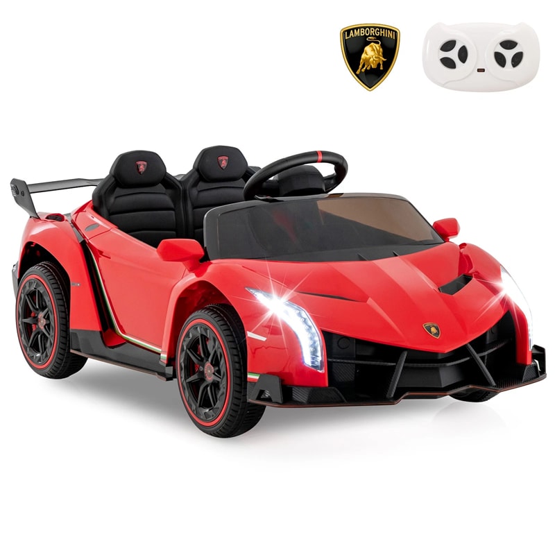 12V Licensed Lamborghini 4WD Kids Ride On Sports Car, Electric Vehicle with Remote Control, 3 Speeds, Hydraulic Doors, LED Lights & Music
