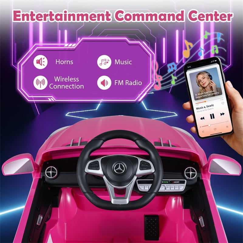 12V Kids Ride On Car, Licensed Mercedes-Benz SL500 Electric Vehicle with Remote Control, Spring Suspension, LED Lights & Music for Boys Girls