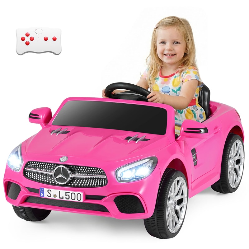 12V Kids Ride On Car, Licensed Mercedes-Benz SL500 Electric Vehicle with Remote Control, Spring Suspension, LED Lights & Music for Boys Girls