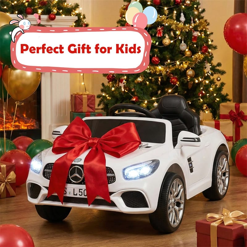 12V Kids Ride On Car, Licensed Mercedes-Benz SL500 Electric Vehicle with Remote Control, Spring Suspension, LED Lights & Music for Boys Girls