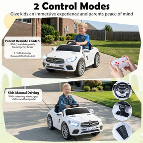 12V Kids Ride On Car, Licensed Mercedes-Benz SL500 Electric Vehicle with Remote Control, Spring Suspension, LED Lights & Music for Boys Girls