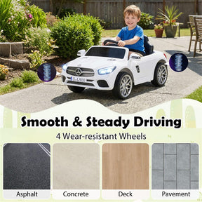 12V Kids Ride On Car, Licensed Mercedes-Benz SL500 Electric Vehicle with Remote Control, Spring Suspension, LED Lights & Music for Boys Girls