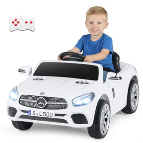 12V Kids Ride On Car, Licensed Mercedes-Benz SL500 Electric Vehicle with Remote Control, Spring Suspension, LED Lights & Music for Boys Girls