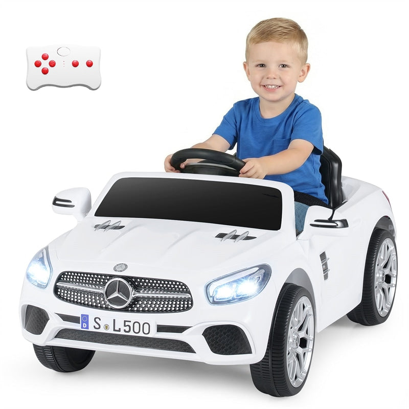 12V Kids Ride On Car, Licensed Mercedes-Benz SL500 Electric Vehicle with Remote Control, Spring Suspension, LED Lights & Music for Boys Girls