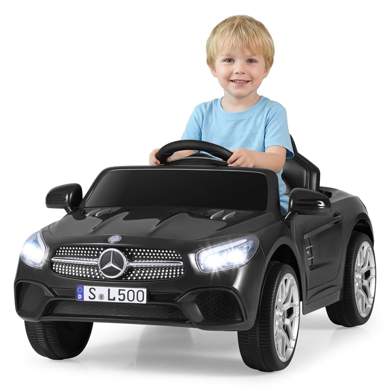 12V Kids Ride On Car, Licensed Mercedes-Benz SL500 Electric Vehicle with Remote Control, Spring Suspension, LED Lights & Music for Boys Girls