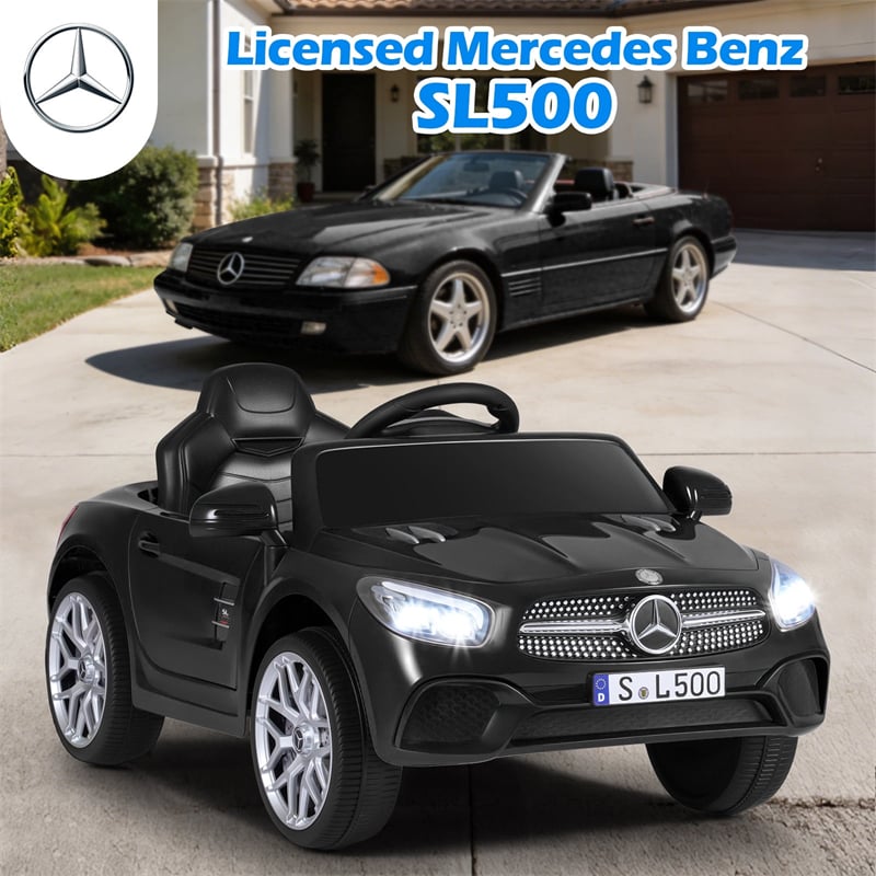 12V Kids Ride On Car, Licensed Mercedes-Benz SL500 Electric Vehicle with Remote Control, Spring Suspension, LED Lights & Music for Boys Girls