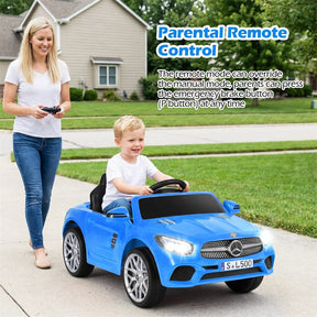 12V Kids Ride On Car, Licensed Mercedes-Benz SL500 Electric Vehicle with Remote Control, Spring Suspension, LED Lights & Music for Boys Girls