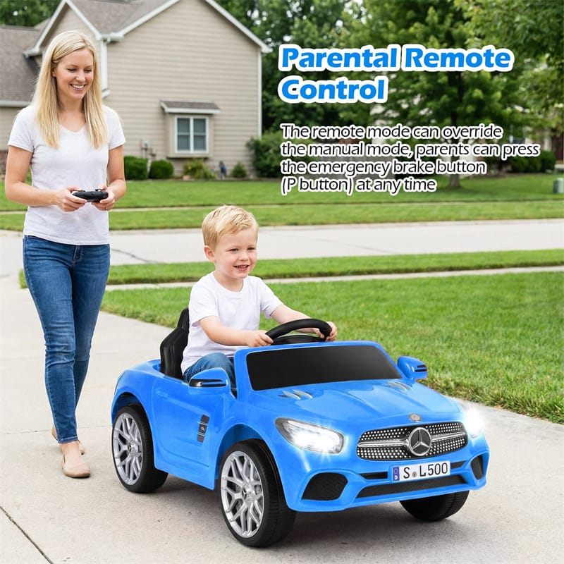 12V Kids Ride On Car, Licensed Mercedes-Benz SL500 Electric Vehicle with Remote Control, Spring Suspension, LED Lights & Music for Boys Girls