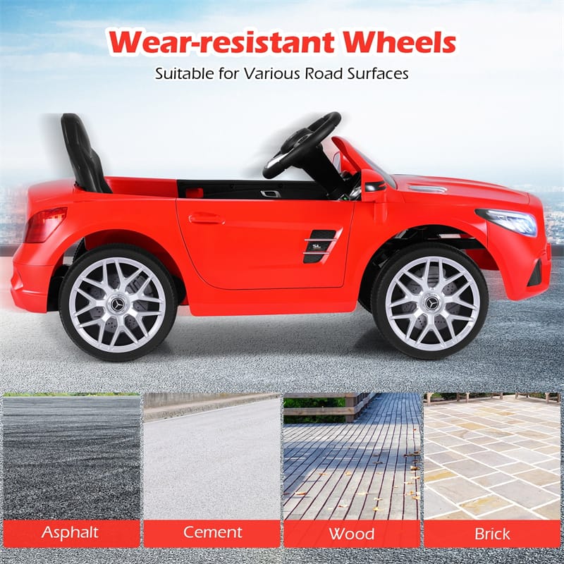 12V Kids Ride On Car, Licensed Mercedes-Benz SL500 Electric Vehicle with Remote Control, Spring Suspension, LED Lights & Music for Boys Girls