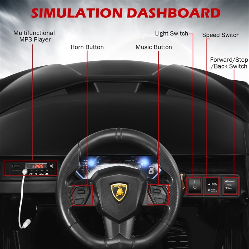 12V Licensed Lamborghini Sian FKP 37 Kids Ride-On Car with Remote, Electric Toy Roadster Carbon Fiber Textured for Toddler