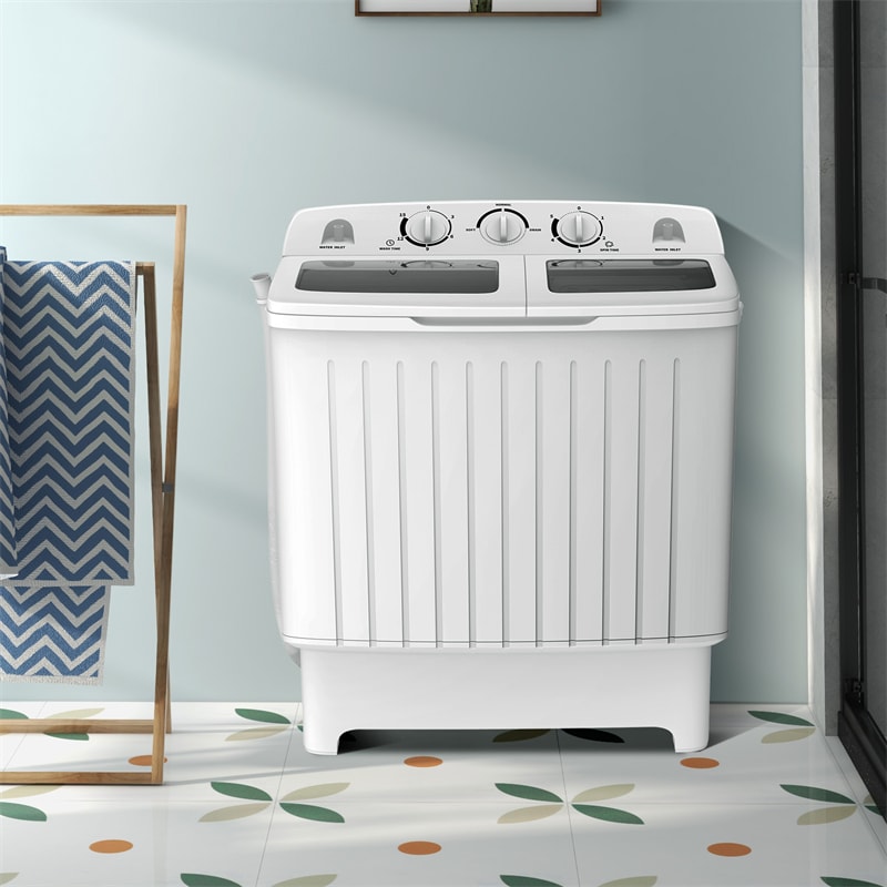 17.6 LBS Portable Washing Machine, Twin Tub Spin Top Load Washer Dryer Combo for RV Dorm Apartment