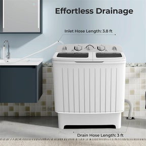 17.6 LBS Portable Washing Machine, Twin Tub Spin Top Load Washer Dryer Combo for RV Dorm Apartment