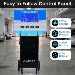 189 Pints Commercial Dehumidifier, 7,500 Sq.Ft Industrial Dehumidifier with Pump, 3.3Ft Drain Hose & Wheels for Basement, Warehouse, Job Sites