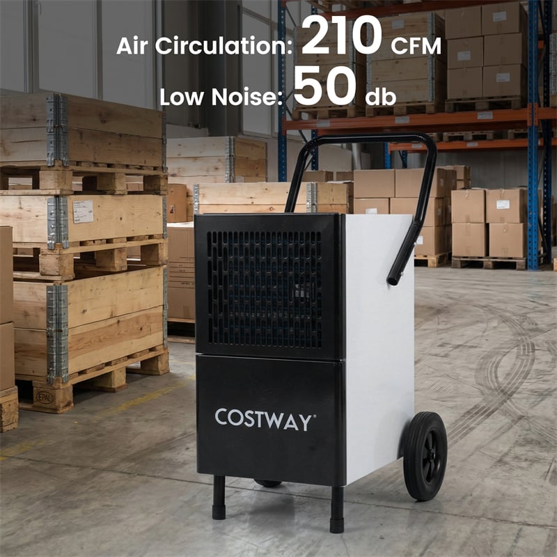 189 Pints Commercial Dehumidifier, 7,500 Sq.Ft Industrial Dehumidifier with Pump, 3.3Ft Drain Hose & Wheels for Basement, Warehouse, Job Sites