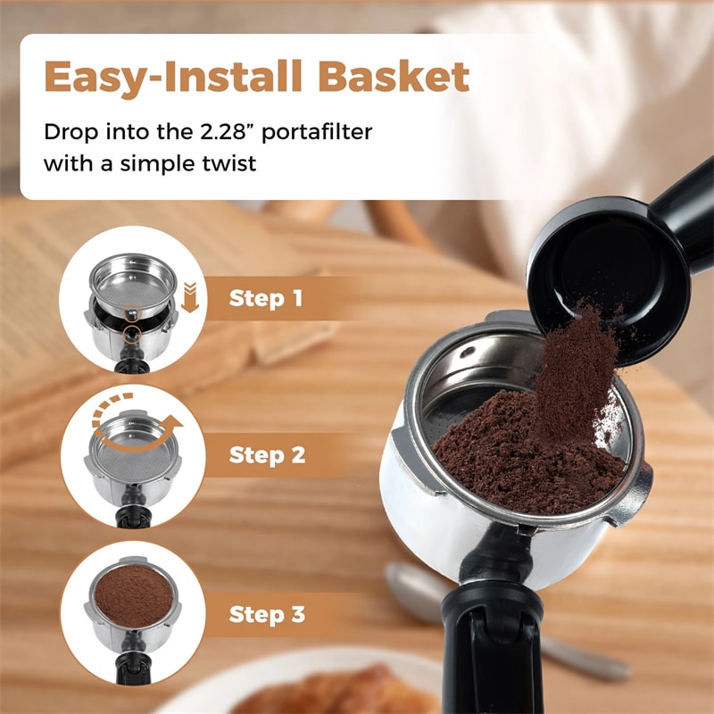 20 Bar Espresso Machine, Compact Stainless Steel Coffee Maker with Milk Frother, 57oz Water Tank & Hot Water for Latte, Cappuccino & Cold Brew