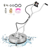 20" Pressure Washer Surface Cleaner, 4000 PSI Stainless Steel Cleaner Attachment with Casters, Dual Handles & 3/8" Quick-Connect for Driveway, Patio