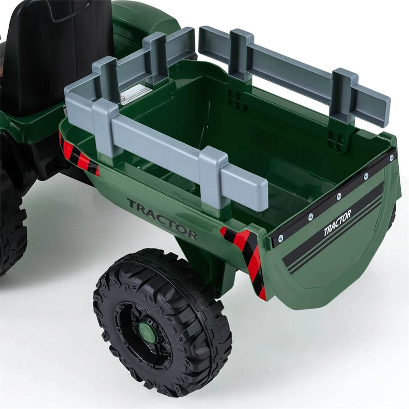 24V Ride On Tractor with Detachable Trailer & Remote Control, Kids Electric Vehicle with 3 Speeds, 15° Climbing & Music for Ages 3+