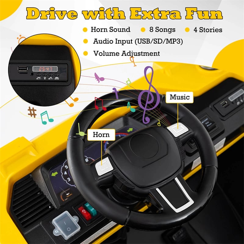 24V 4WD 2-Seater Kids Ride-On Excavator, Electric Construction Truck with Remote Control, Digging Arm & Lights, Battery Powered Toy Car for Ages 3+