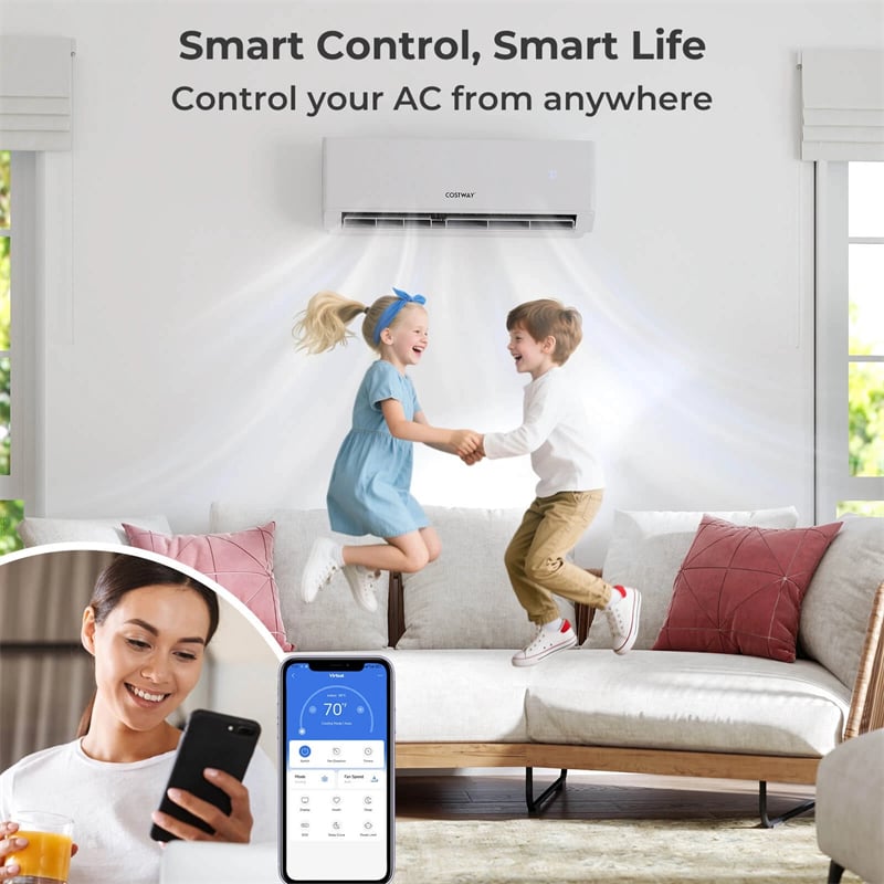 30000 BTU 23 SEER2 Dual Zone Mini Split Air Conditioner & Heater, WiFi Enabled Inverter Ductless AC System with Heat Pump & Energy Star