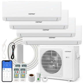 30K BTU 4 Zone Mini Split Air Conditioner, 23 SEER2 WiFi Enabled Ductless Split AC Unit with Heat Pump Full Set & Energy Star Certified