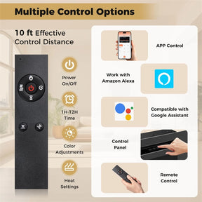 36-68" Smart WiFi Electric Fireplace, Recessed/Wall Mounted Fireplace Heater, 12 Flame & Ember Bed Colors, Alexa/Google Assistant, 12H Timer