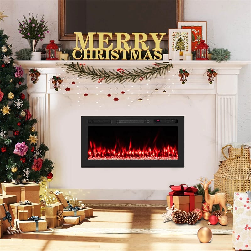36-68" Smart WiFi Electric Fireplace, Recessed/Wall Mounted Fireplace Heater, 12 Flame & Ember Bed Colors, Alexa/Google Assistant, 12H Timer