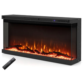 36-60 Inch Recessed 3-Sided Electric Fireplace Insert, 1200W Fireplace Heater with 12 Flame Colors, Remote Control, 5 Brightness & 8H Timer