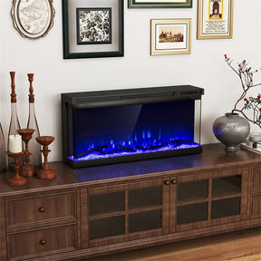 36-60 Inch Recessed 3-Sided Electric Fireplace Insert, 1200W Fireplace Heater with 12 Flame Colors, Remote Control, 5 Brightness & 8H Timer