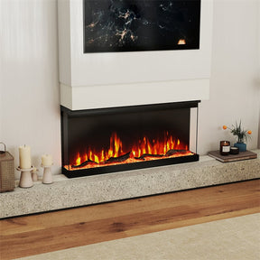 36-60 Inch Recessed 3-Sided Electric Fireplace Insert, 1200W Fireplace Heater with 12 Flame Colors, Remote Control, 5 Brightness & 8H Timer